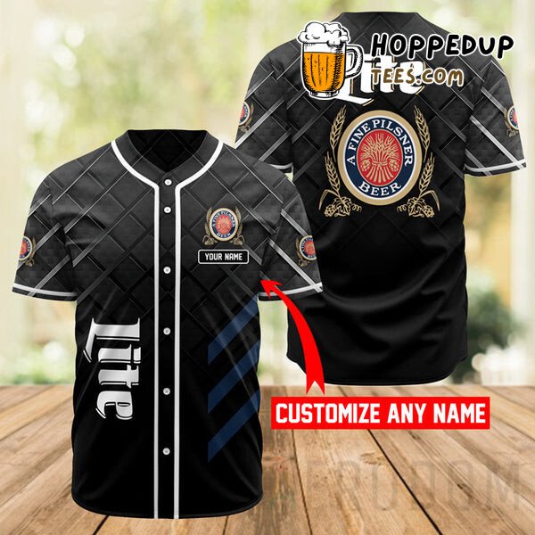 Miller Lite Inspired Black Personalized Baseball Jersey Wear