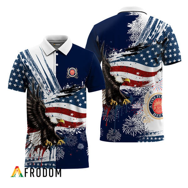 Miller Lite Polo With Fourth Of July Eagle Design HU