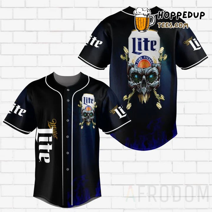 Miller Lite Theme Skull Unique Personalized Baseball Jersey Look