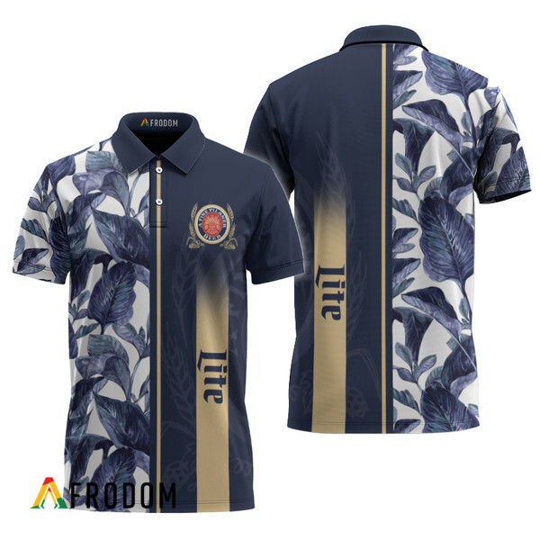 Miller Lite Tropical Palm Hawaiian Polo Shirt HU