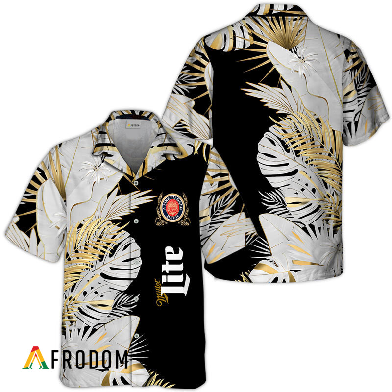 Miller Lite Tropical Palm Hawaiian Shirt HU