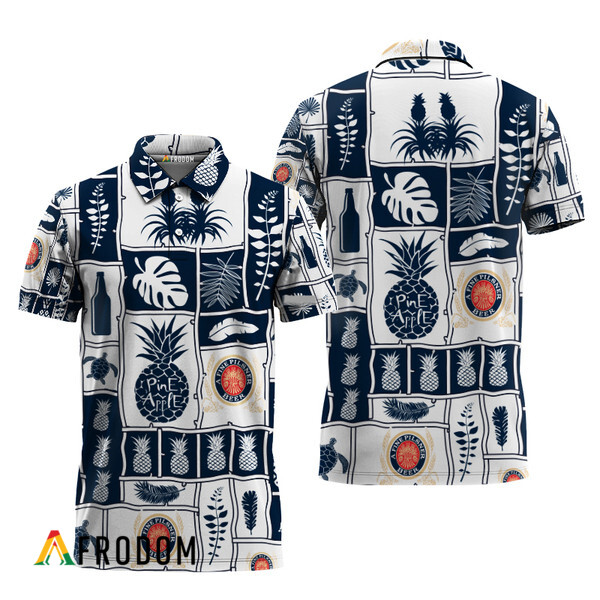 Miller Lite Tropical Pineapple Hawaiian Polo Shirt HU