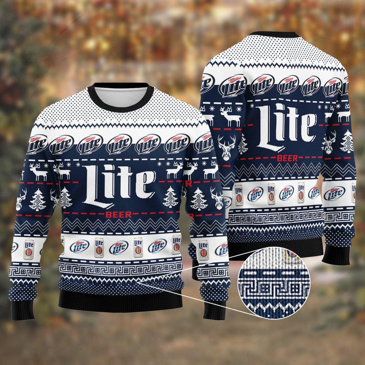 Miller Lite Ugly Christmas Sweater Ver 2, Amazing Gift Idea Thanksgiving Gift HU