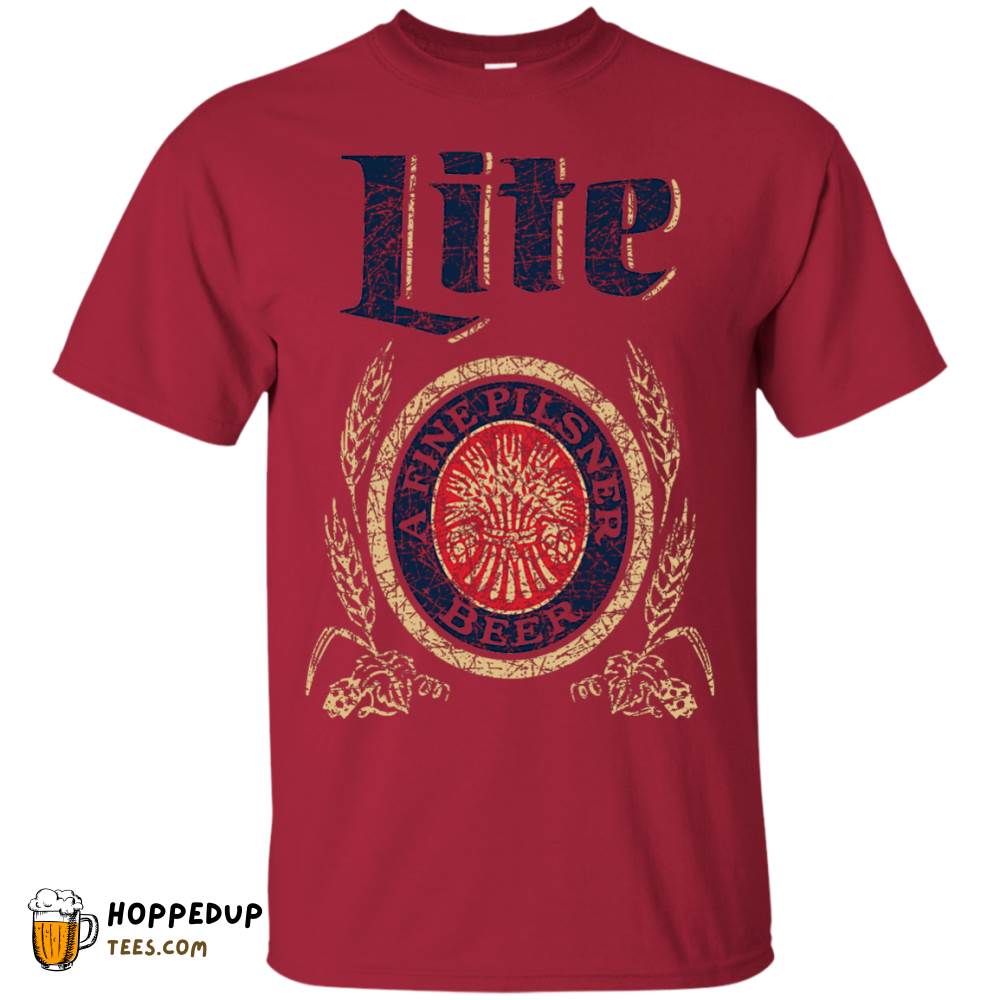 Miller Lite Unique Worn Label Pattern Custom Tee HU Miller Lite Unique Worn Label Pattern Custom Tee HU
