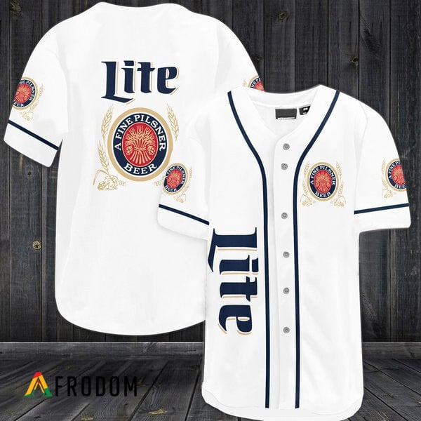 MillerLite White Baseball Jersey HU
