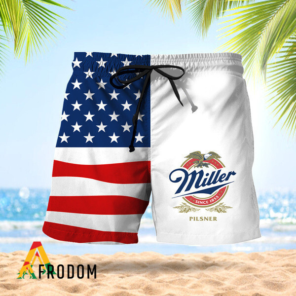 MillerPilsner FourthOfJuly Hawaiian Shorts HU