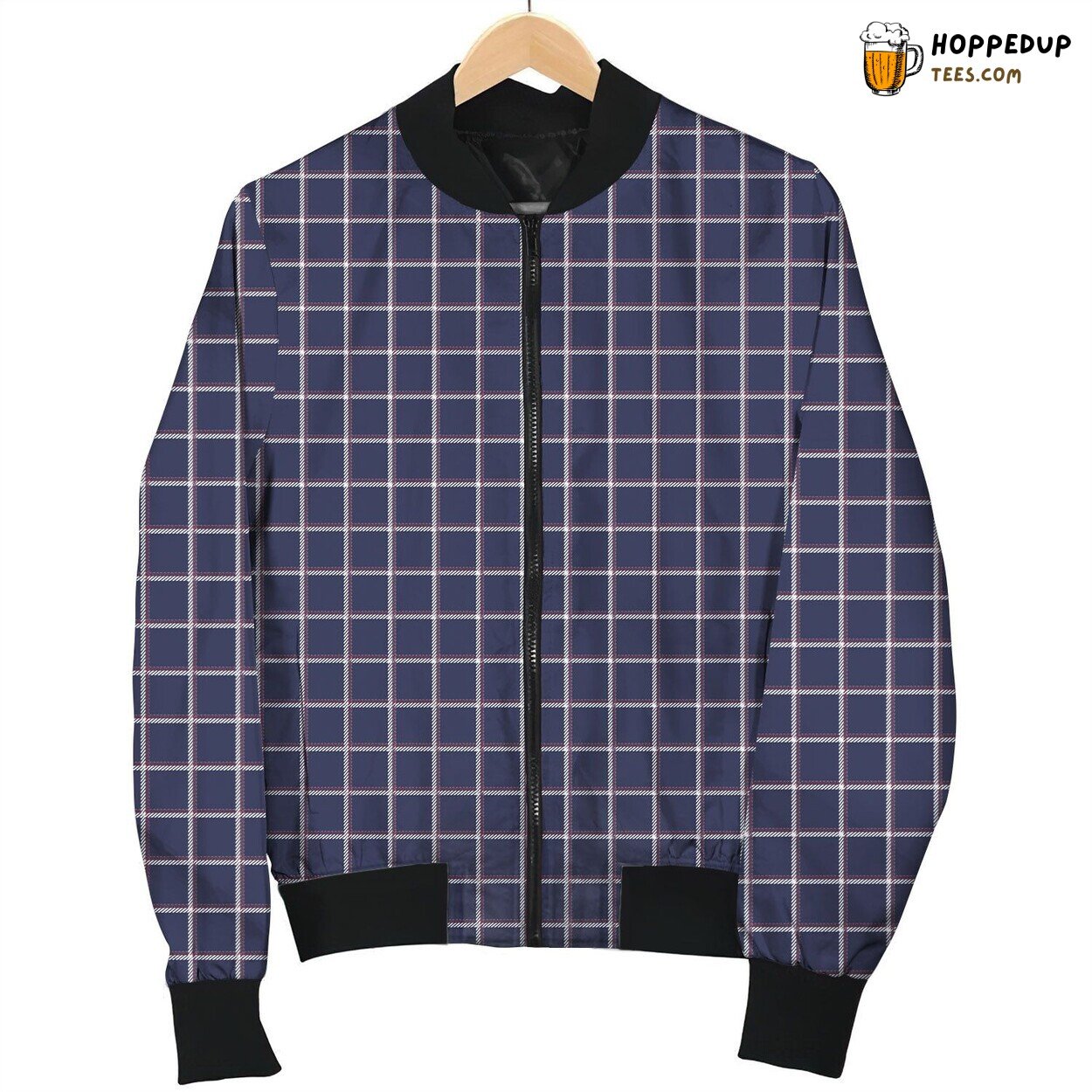 Mini-Check Pattern Bomber Jacket