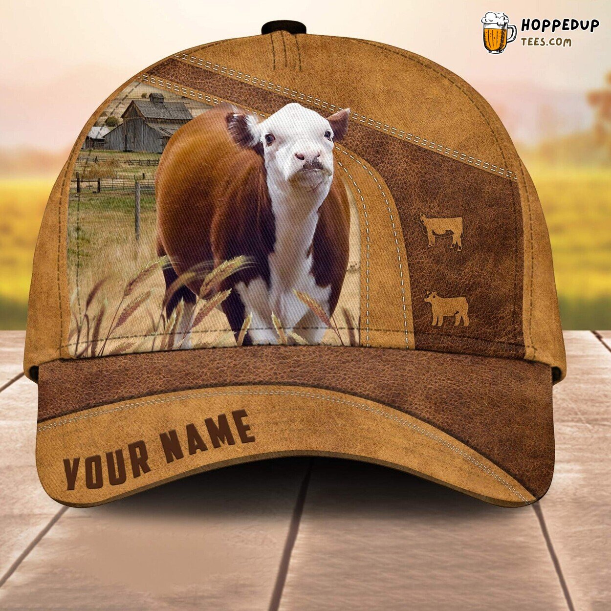 Mini Hereford Custom Cap 3D Print Farm Lovers Leather Animal