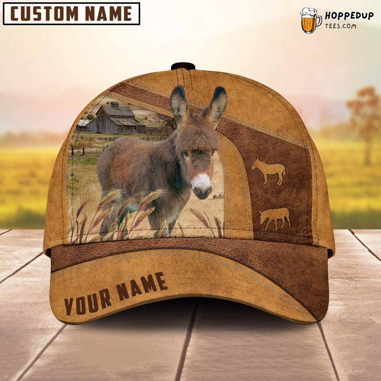 Miniature Donkey Custom 3D Print Cap Farm Lovers Leather Animal Design