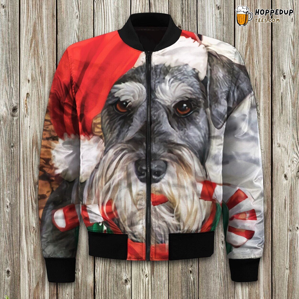Miniature Schnauzer Christmas Bomber Jacket