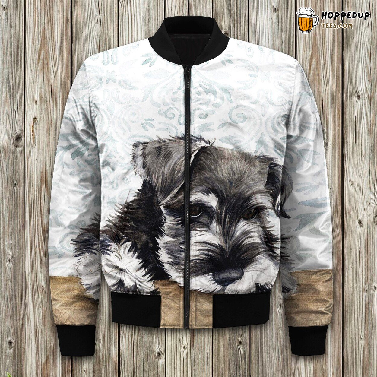 Miniature Schnauzer Dog Design Bomber Winter Jacket Unique Coat