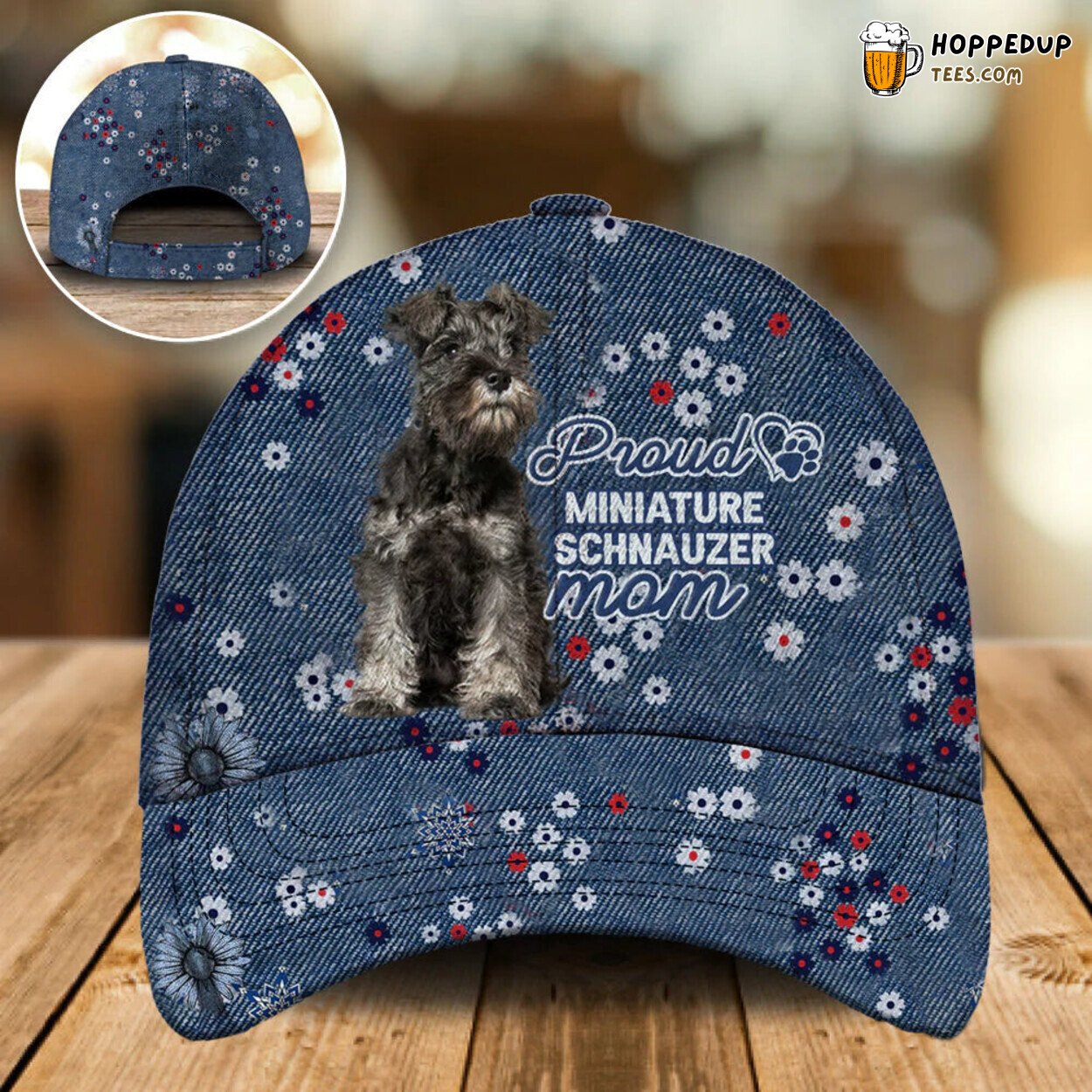 Miniature Schnauzer Hat Mom’s Choice Dog Floral Baseball Cap Pattern