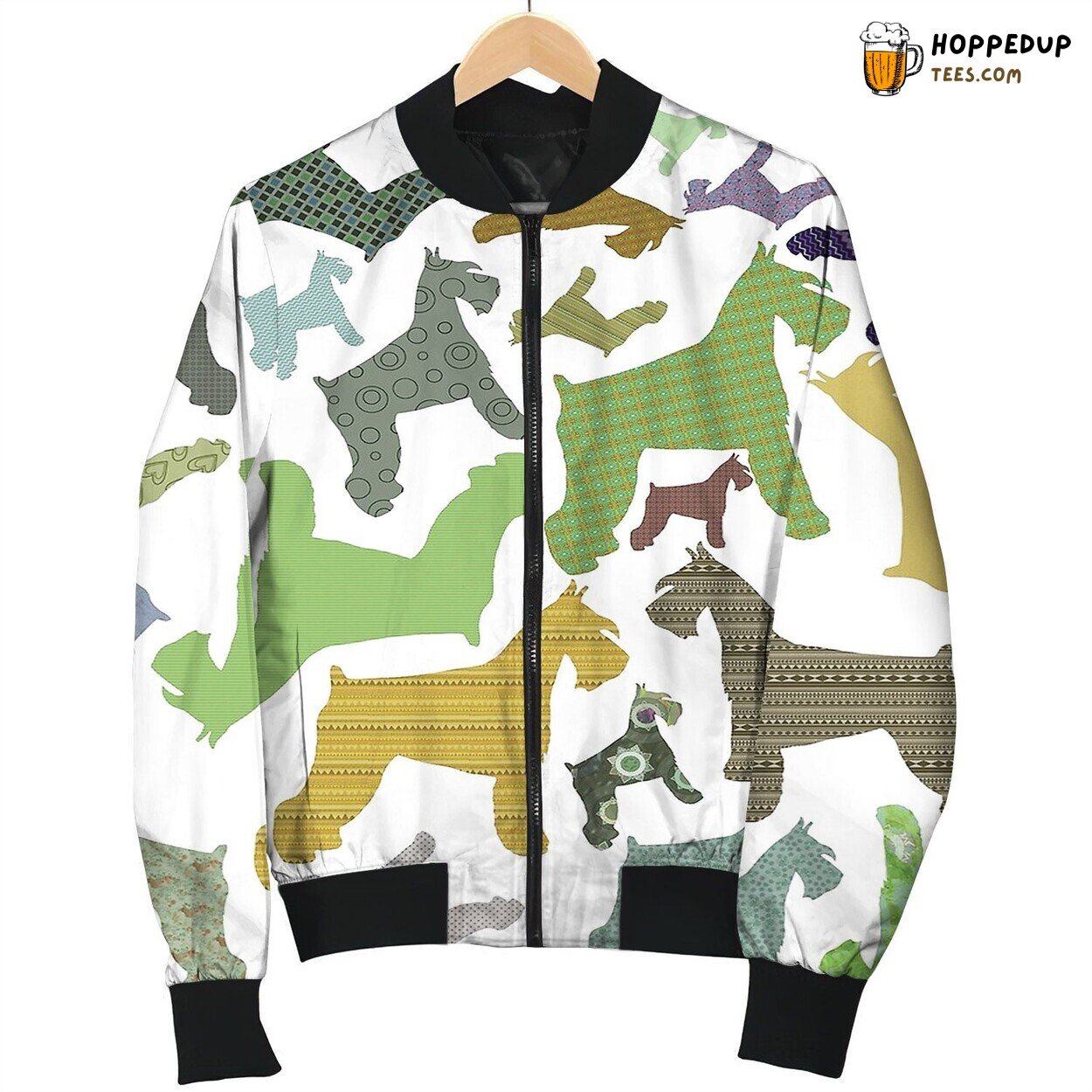 Miniature Schnauzer Shape In Different Texure Bomber Jacket
