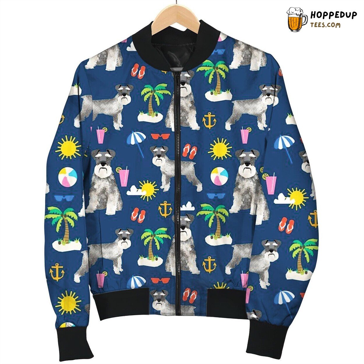 Miniature Schnauzer Summer Vacation Bomber Jacket