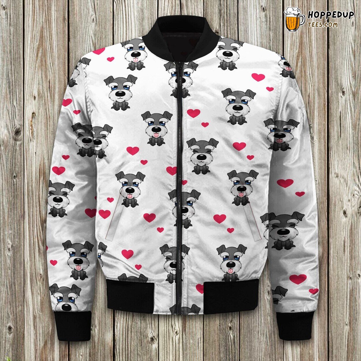 Miniature Schnauzer Theme Bomber Winter Jacket Elegant Design