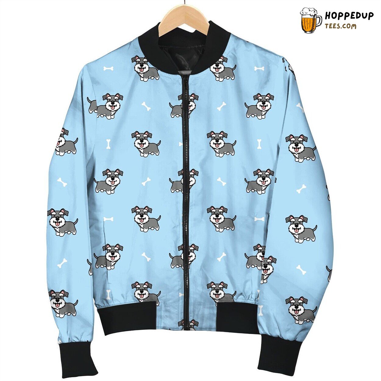 Miniature Schnauzer With Bones Bomber Jacket