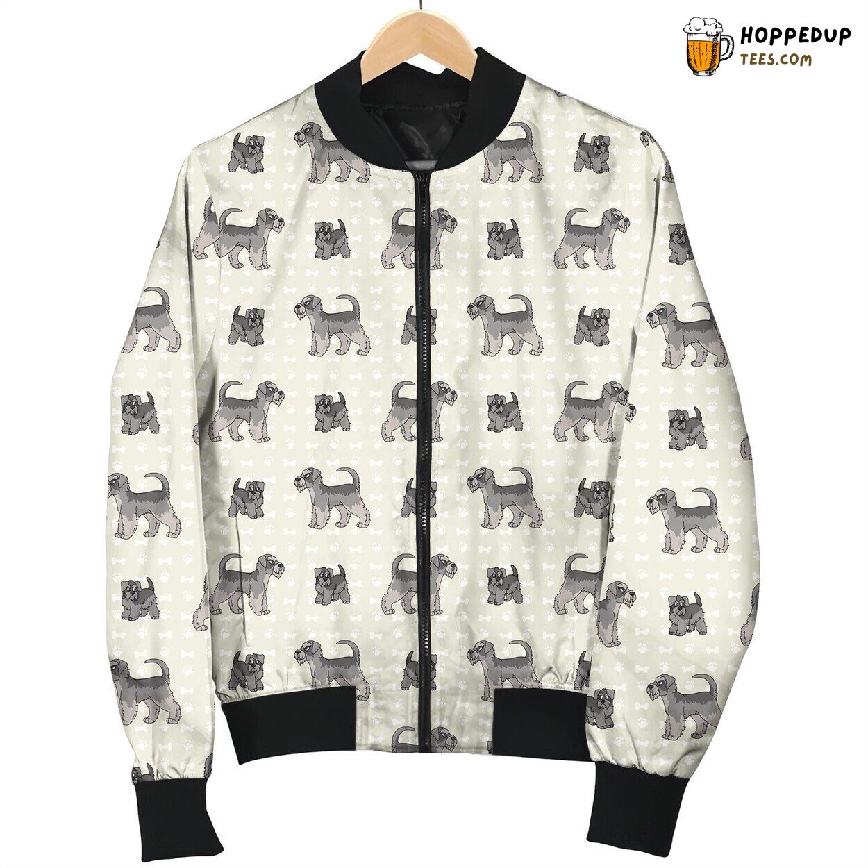 Miniature Schnauzer With Little Bone And Paw Bomber Jacket