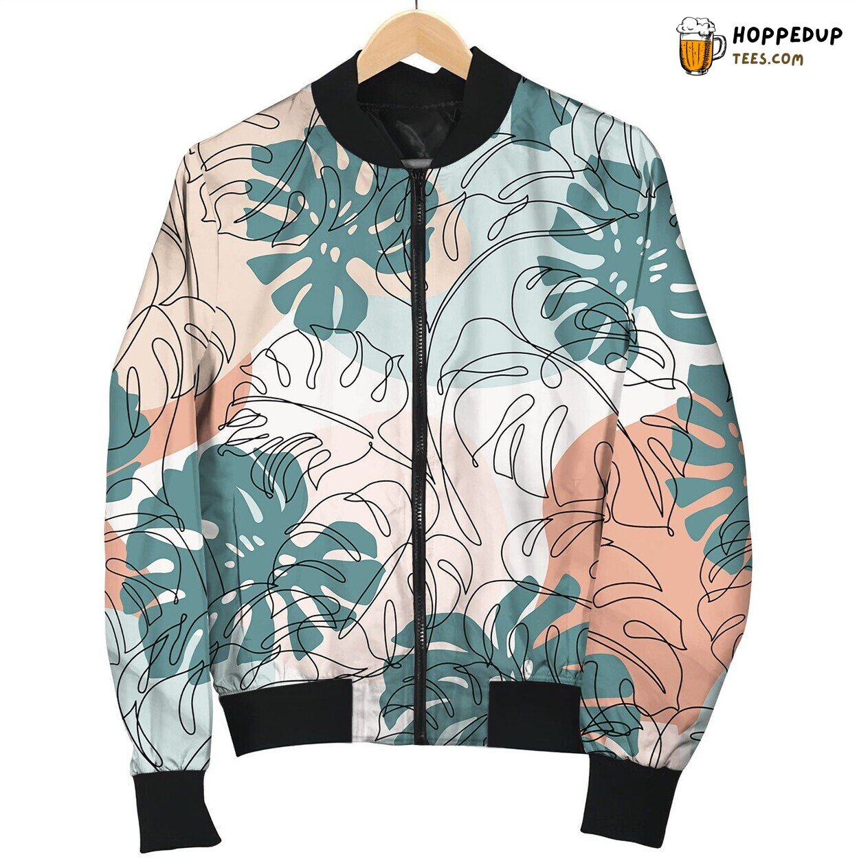 Minimal Tropical Art Tropical Monstera Leaves Bomber Jacket