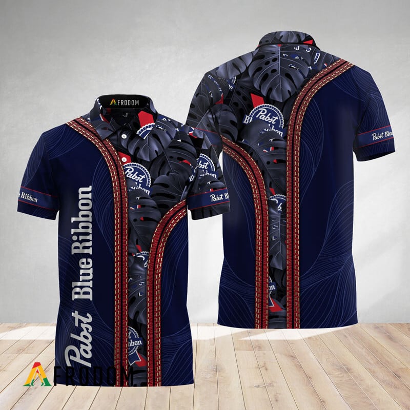 Minimalist Monstera Aloha Pabst Blue Ribbon Polo Shirt HU