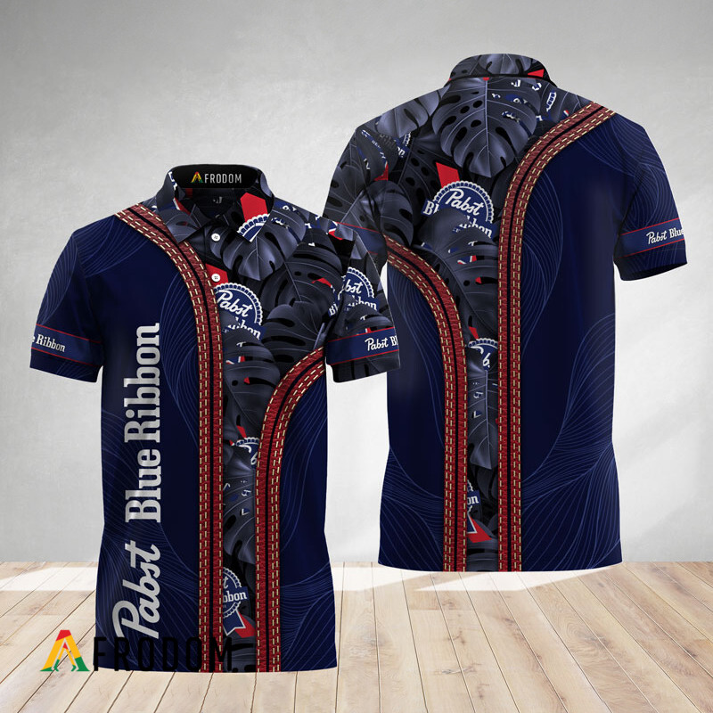 Minimalist Monstera Aloha Pabst Blue Ribbon Polo Shirt HU