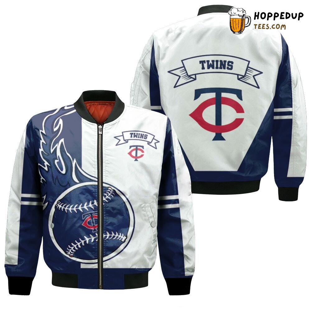 Minnesota Twins MLB White Navy Classic Bomber Jacket Edition