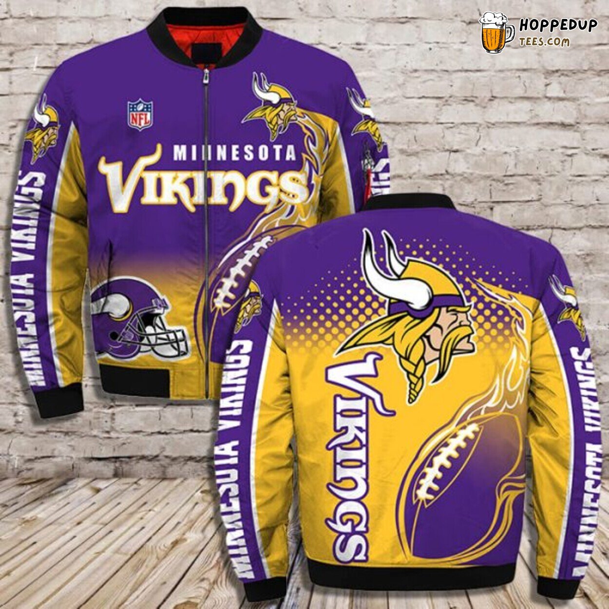 Minnesota Vikings 3D Printful Design Exclusive Bomber Jacket Sporty Look