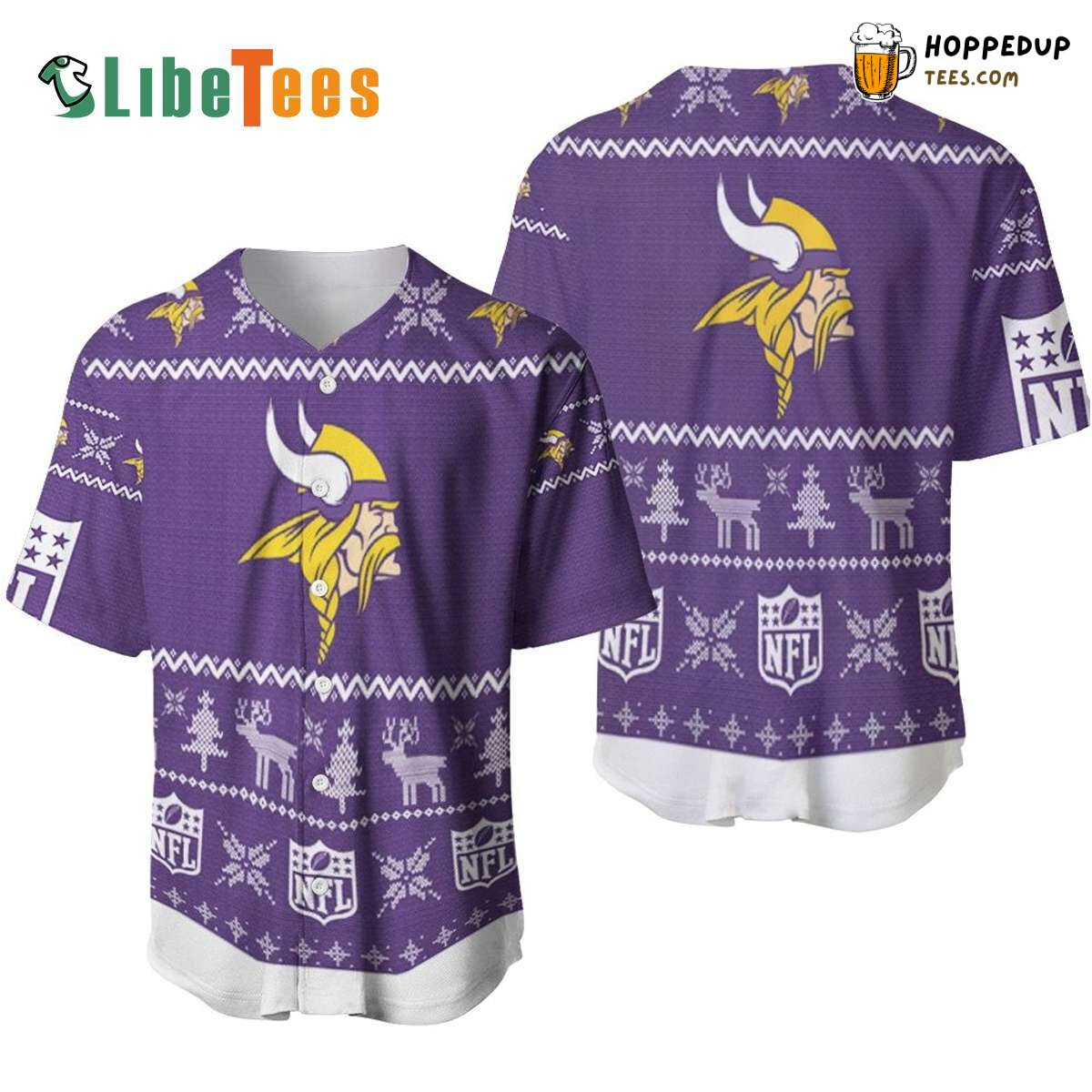 Minnesota Vikings Christmas Pattern Baseball Jersey Holiday Tribute