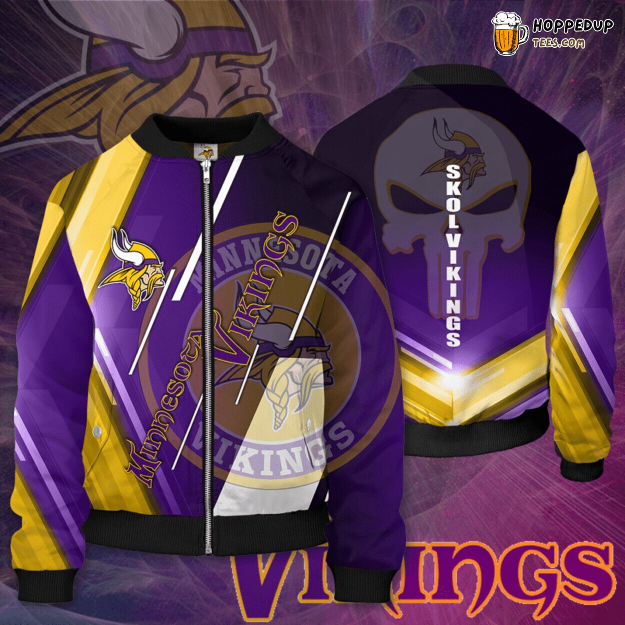 Minnesota Vikings Classic Logo MV Premium Bomber Jacket Design