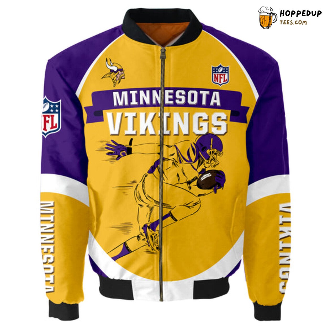Minnesota Vikings Men Bomber Jacket Series Graphic Player Running Classic Look