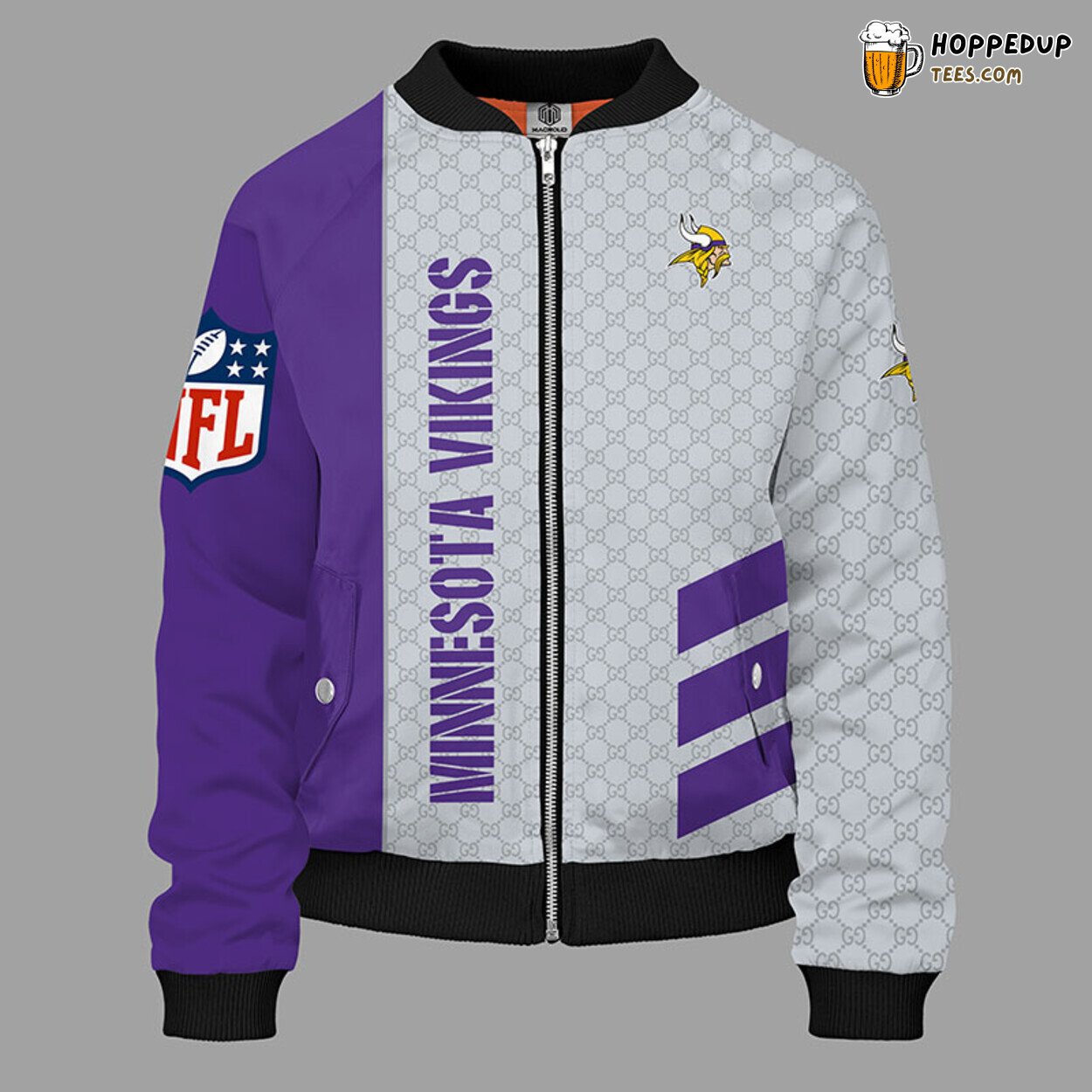 Minnesota Vikings NFL Bomber Jacket Unisex Violet Distinct Style