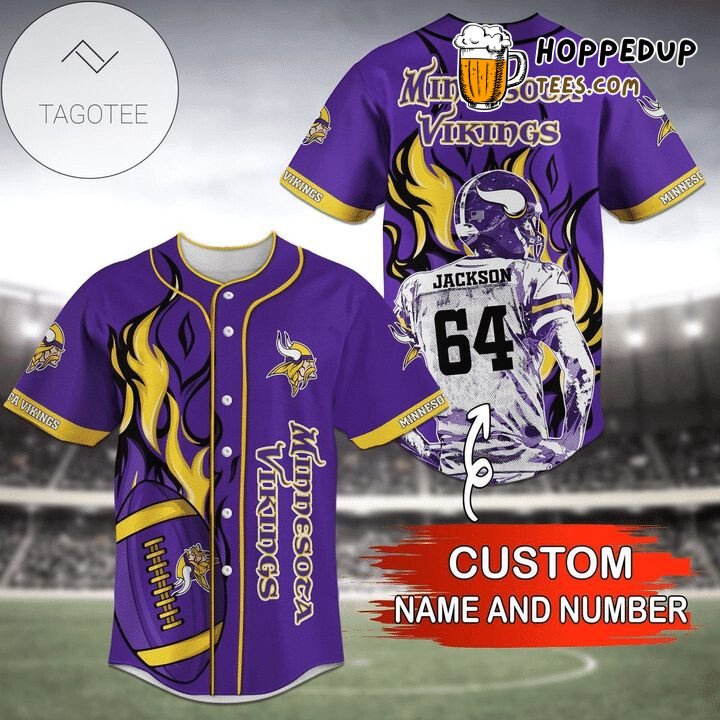 Minnesota Vikings Purple Custom Baseball Jersey Unisex Norse Spirit