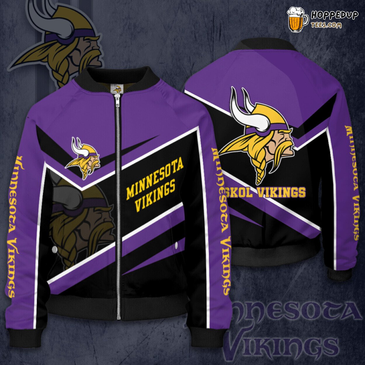 Minnesota Vikings Signature MV Bomber Jacket Premium Football Fan Edition