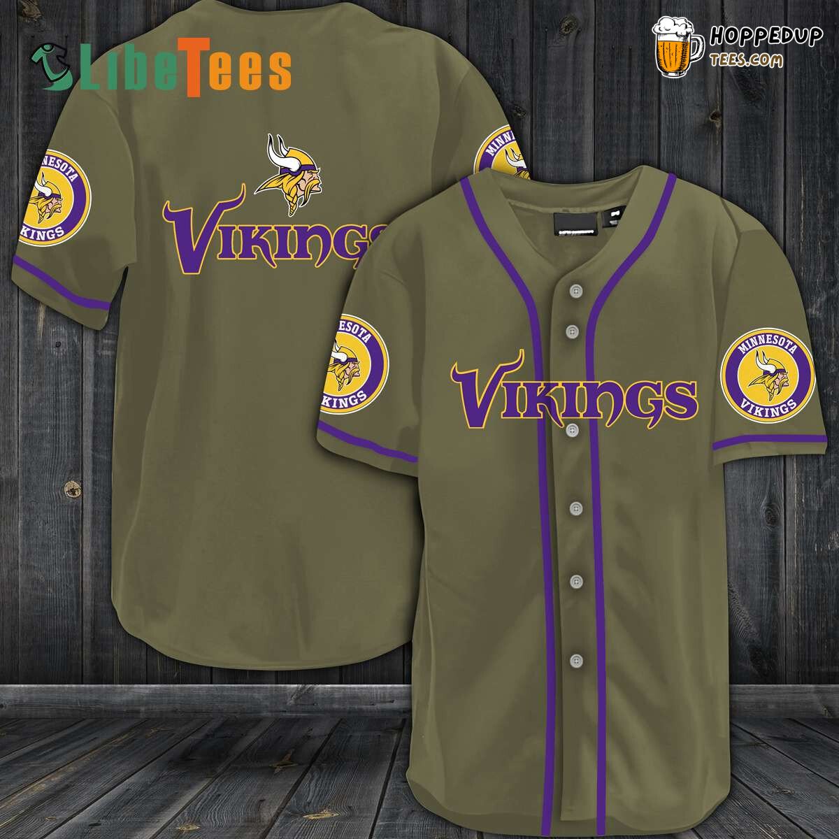 Minnesota Vikings Simple Brown Style Baseball Jersey