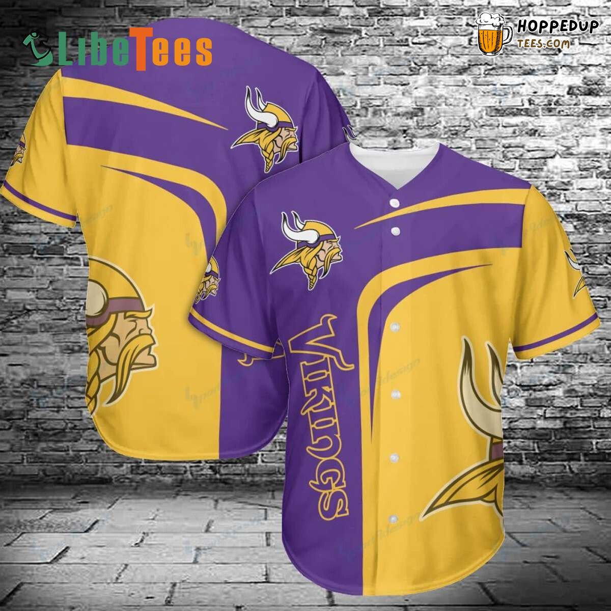 Minnesota Vikings Simple Purple Yellow Design Baseball Jersey