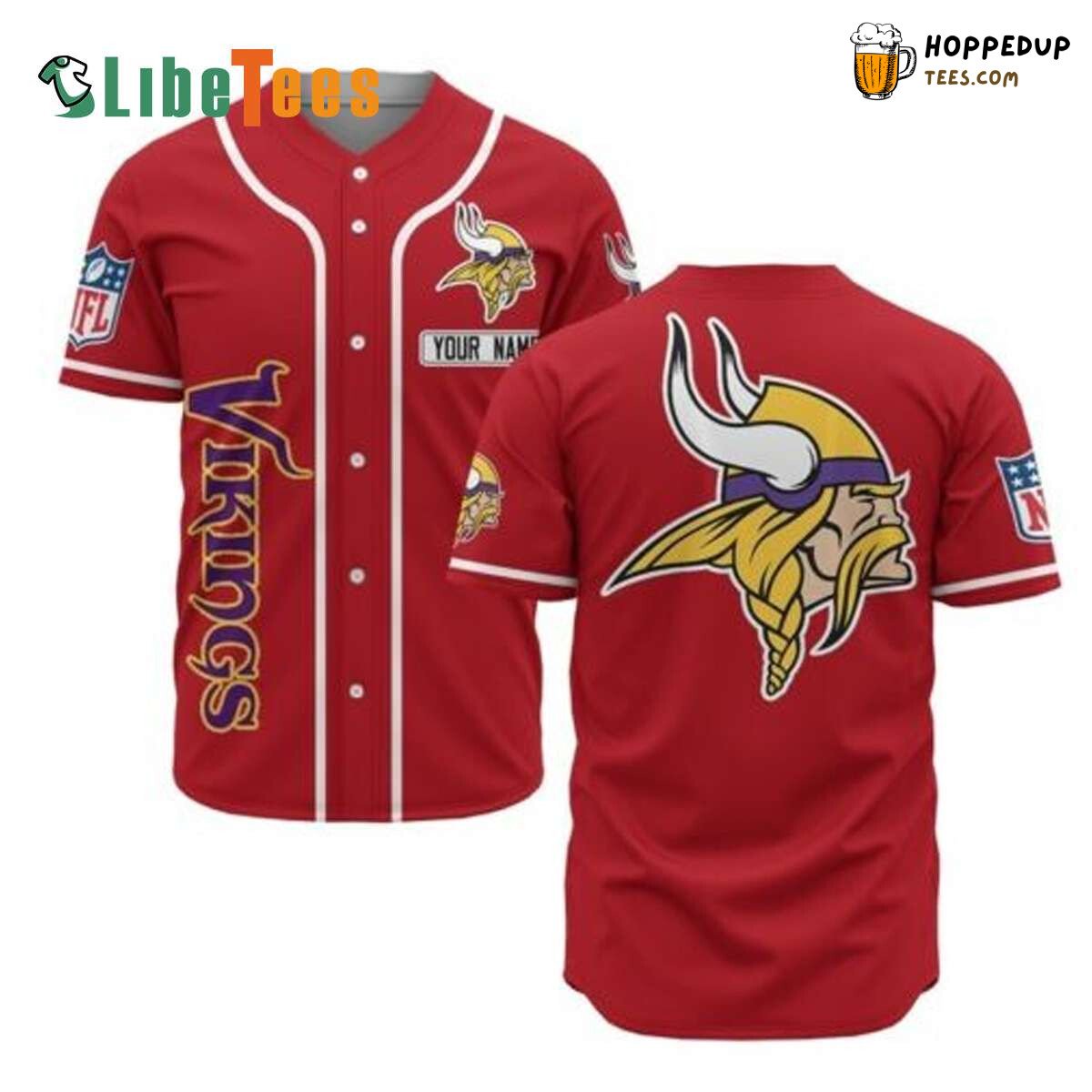 Minnesota Vikings Simple Red Style Baseball Jersey Classic