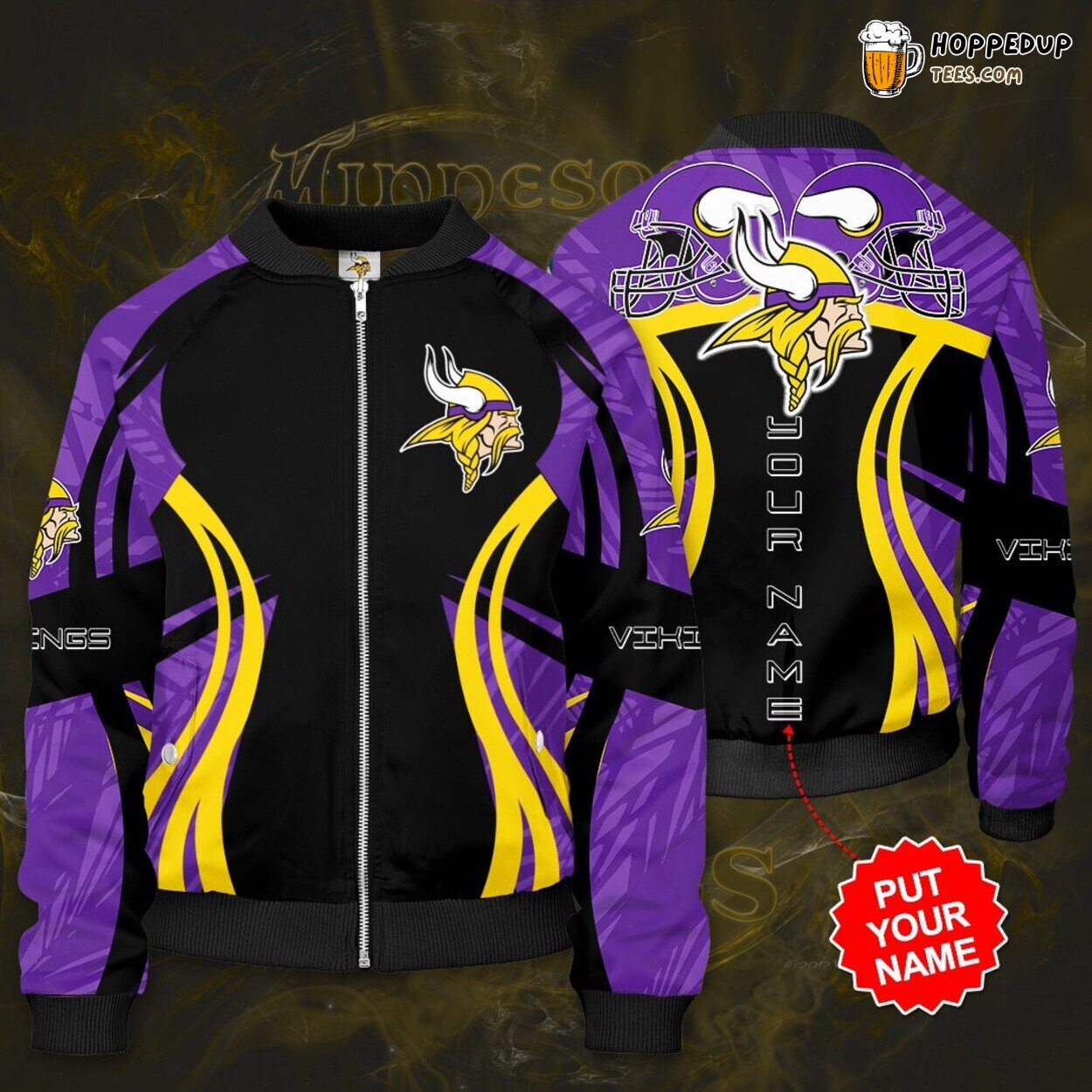 Minnesota Vikings Special MV Personalized Bomber Jacket Design