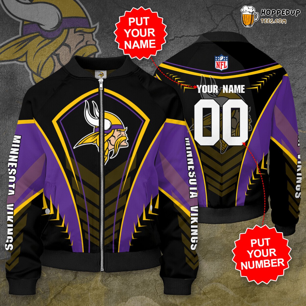 Minnesota Vikings Unique Personalized MV Design Bomber Jacket