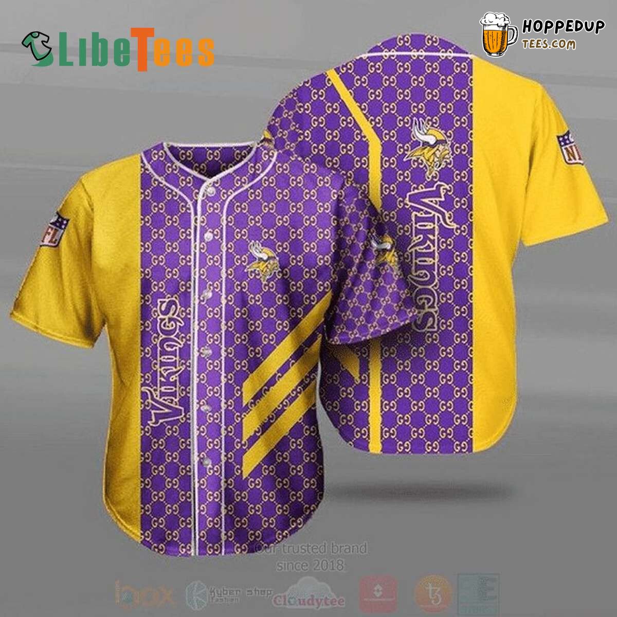 Minnesota Vikings Unique Yellow Purple Baseball Jersey Design