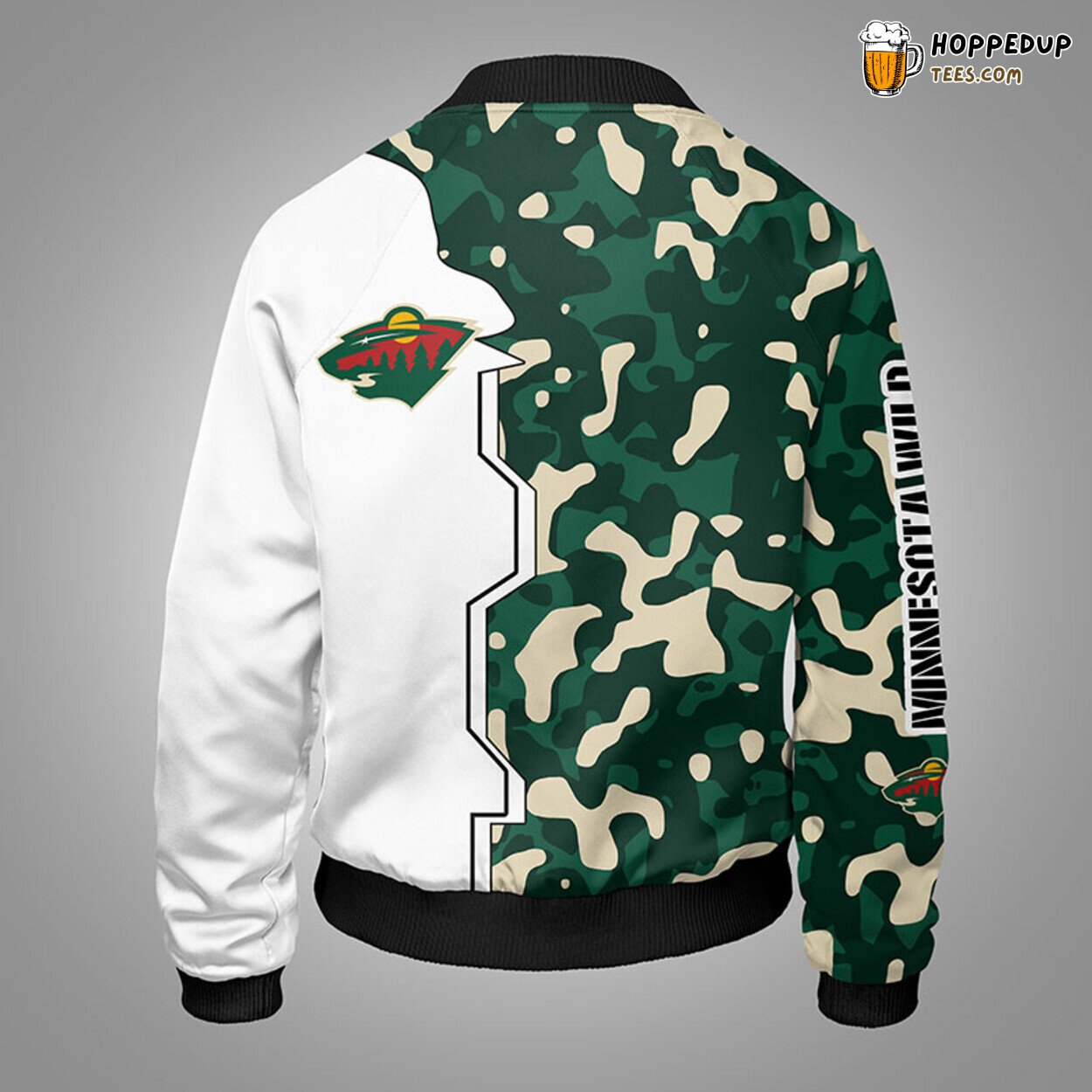 Minnesota Wild NHL Stylish Design Camouflage Green Bomber Jacket