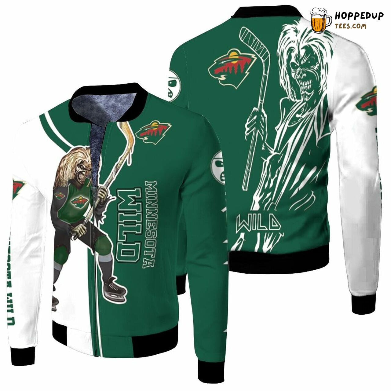Minnesota Wild NHL Undead Zombie Fan Bomber Jacket Edition