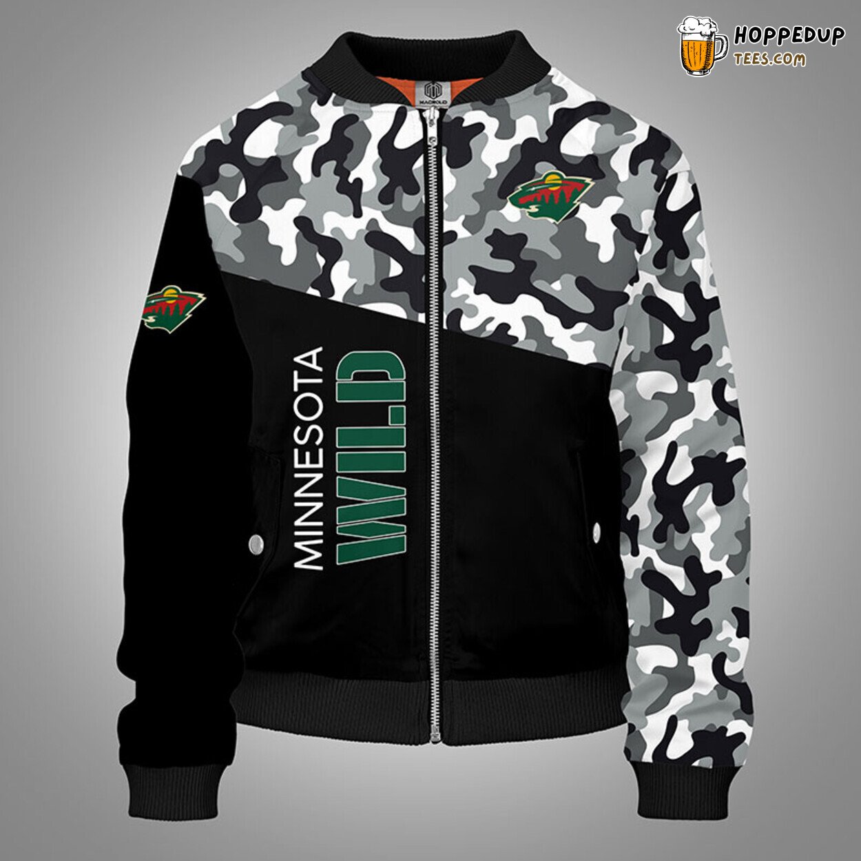 Minnesota Wild NHL Unique Stylish Camouflage Green Bomber Jacket