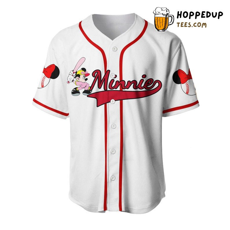 Minnie Mouse Cartoon Graphics All Over Print Unisex Baseball Jersey White Unisex Jersey Shirt