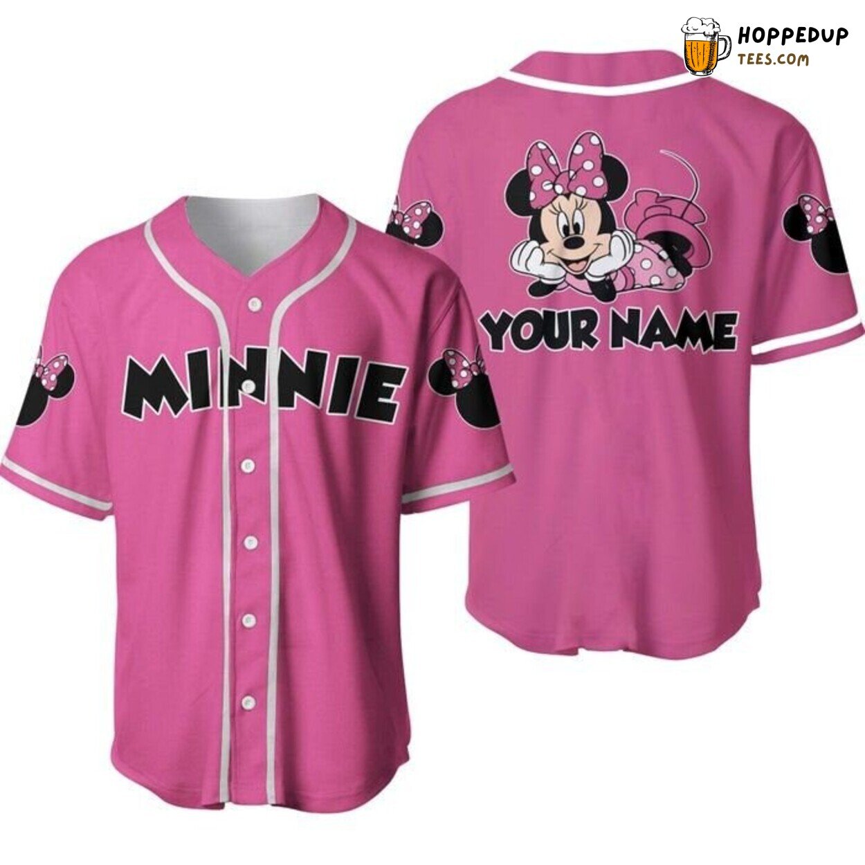 Minnie Mouse Cute Black Pink Disney Graphic Baseball Jersey