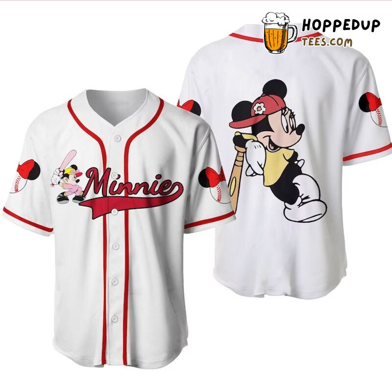 Minnie Mouse Disney Graphic 3D Print White Unisex Baseball Jersey