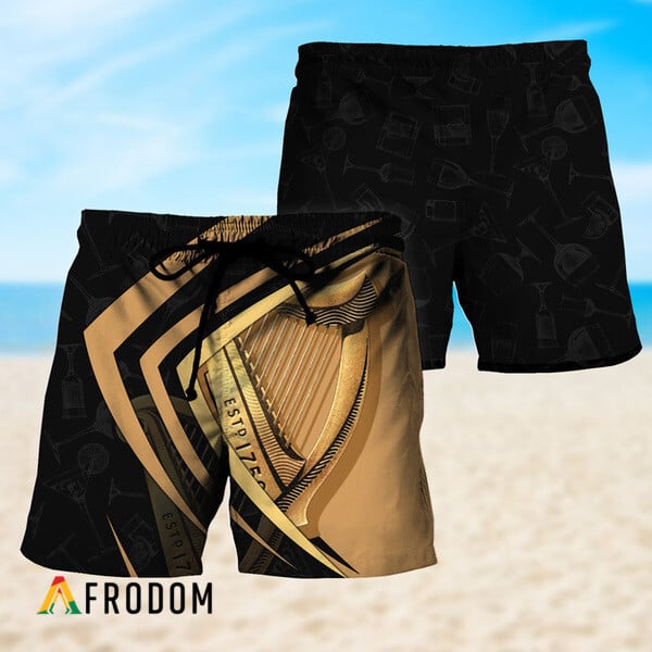 Mixed Black Guinness Esport Doodle Hawaiian Trunks HU