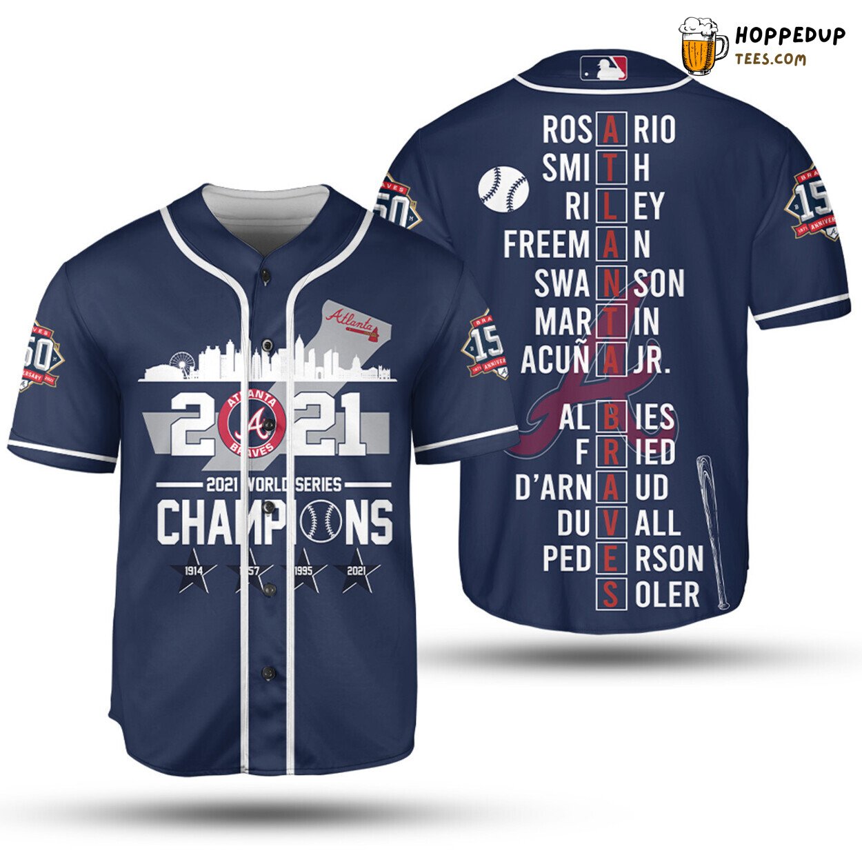 MLB Atlanta Braves 2021 World Series Champions Players Name Baseball Jersey Unisex Shirt
