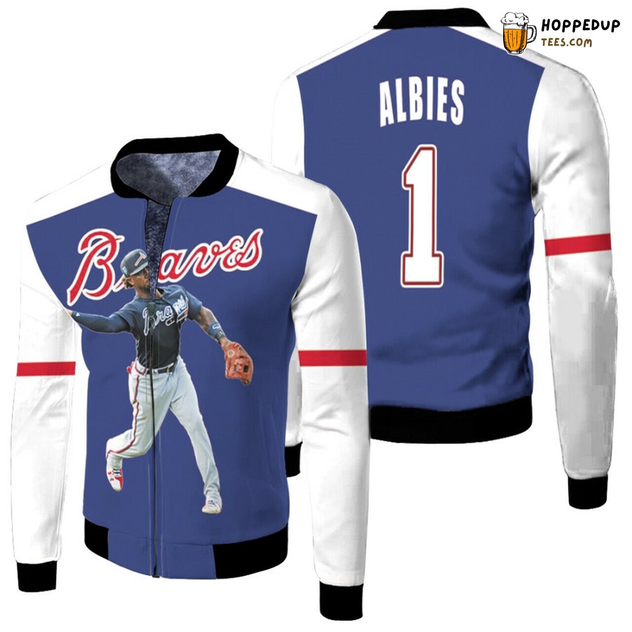 MLB Atlanta Braves Custom Name Number Blue Bomber Jacket