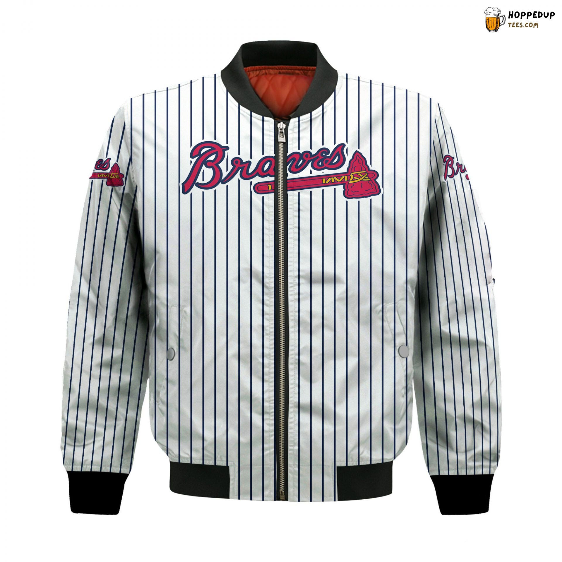 MLB Atlanta Braves Custom Name Number Uniform Stripes Bomber Jacket