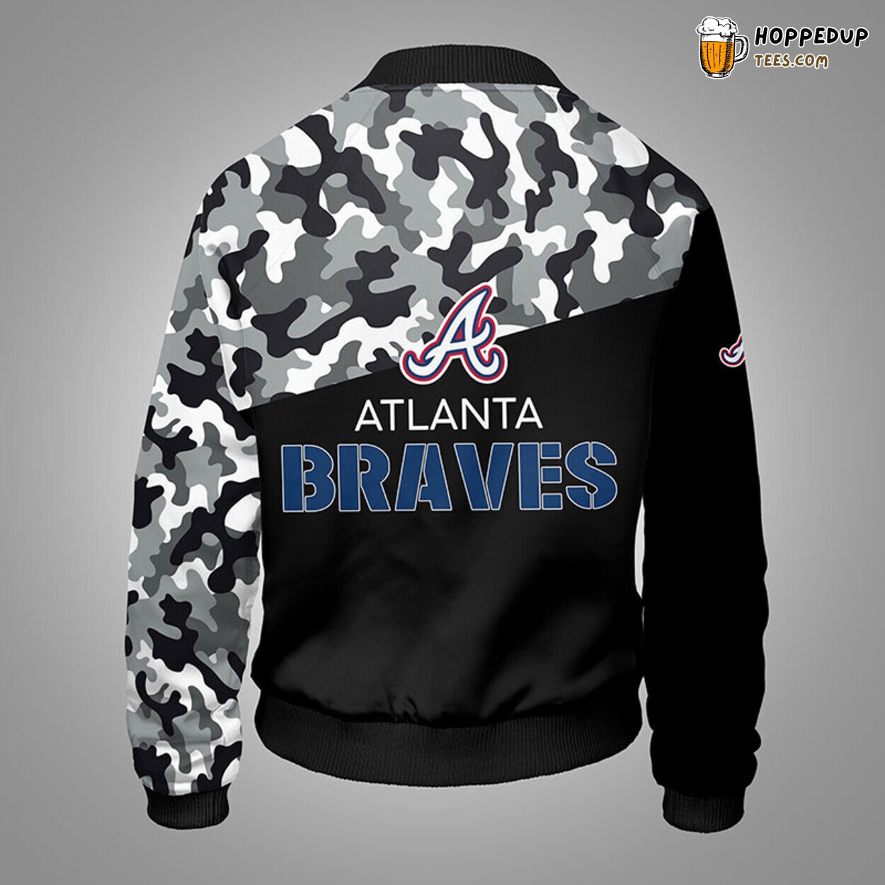 MLB Atlanta Braves Unique Camouflage Black Bomber Jacket Design