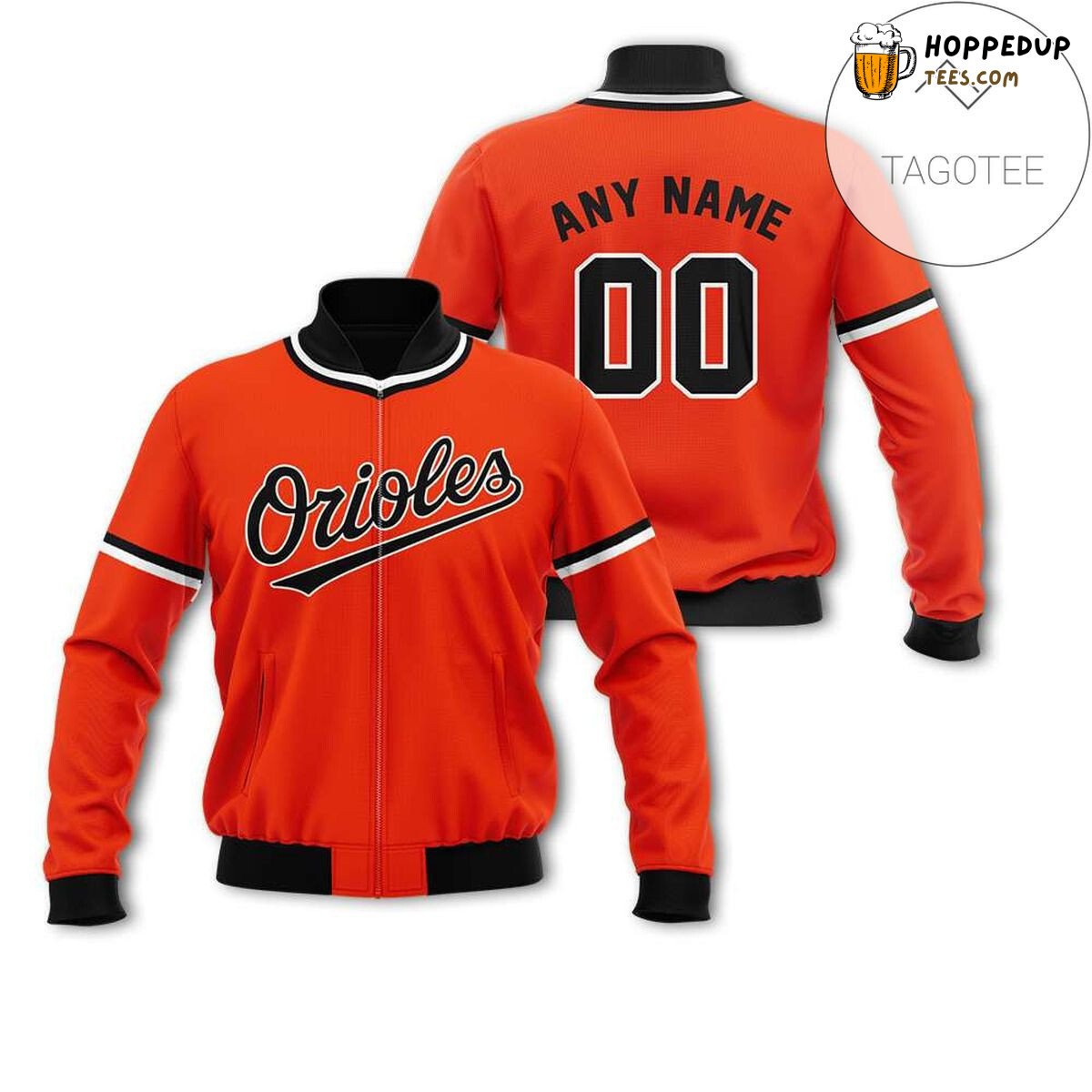 MLB Baltimore Orioles Custom Name Number Orange Bomber Jacket